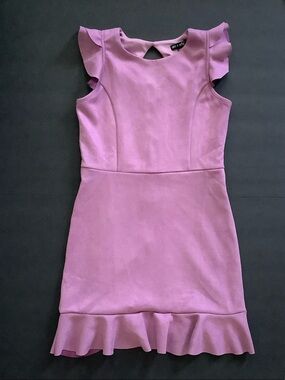 Ava & Yelly Suede Pink Lily Lavender Flutter Sleeve Sheath Dress